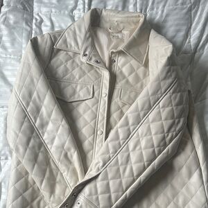 BKE Cream Quilted Leather Jacket